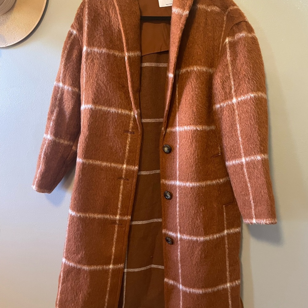 Old Navy Rusty Brown Plaid Teddy Jacket